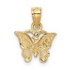 Black Bow Jewelry 14k Yellow Gold Diamond Cut Butterfly Pendant, 11mm - 3 of 4