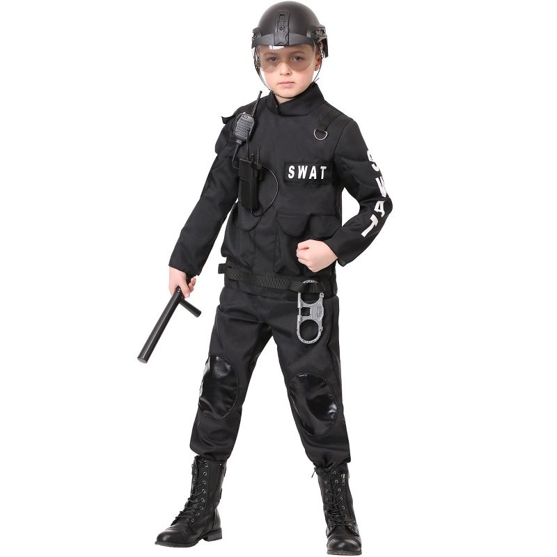 HalloweenCostumes.com Medium   SWAT Commander Costume for Kids, Black, 1 of 3