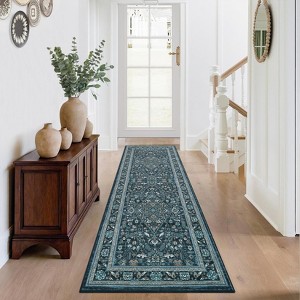 Washable Rugs Non-Slip Vintage Oriental Area Rug Soft Low Pile Carpet Machine Washable Printed Floor Cover with TPR Backing - 1 of 4