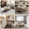 Textured Large Round Ottoman Coffee Table with Button Tufted Top, Wooden Storage Shelf and Waterproof Upholstery-Maison Boucle - 3 of 4