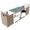 vidaXL 3 Piece Bistro Set with Cushions Poly Rattan Beige - 2 of 4