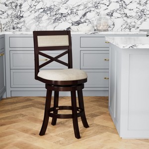 NicBex Accent Chair Swivel Chair Upholstered Bar Stools with Wood Legs for Kitchen Island, Living Room and Pub - 1 of 4