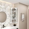 41.34 In. Glass Door Wall Mounted Corner Cabinet with Featuring Four-tier Storage for Bedroom, Living Room, Bathroom, Kitchen, White - 2 of 4