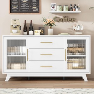 Coffer Bar Cabinet with 2 Fluted Glass Doors - 1 of 4