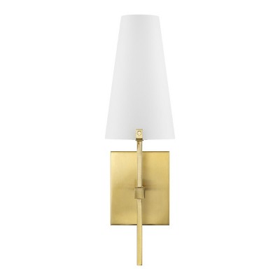 Nanda Brass Gold Iron Wall Sconce with White Shade