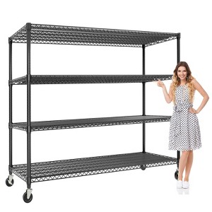 5-Tier or 4-Tier Metal Storage Shelves with Wheels, 59" W 3300 LBS Capacity Heavy Duty Adjustable Wire Rack for Garage, Pantry, Kitchen - 1 of 4