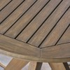 Acacia Wood Outdoor Bistro Table, Round Slatted Patio Side Table with Cross Base, Gray Round Patio End Tables -Christopher Knight Home - 4 of 4