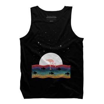 Men's Design By Humans Colorful Flamingo Starry Night By Maryedenoa Tank Top