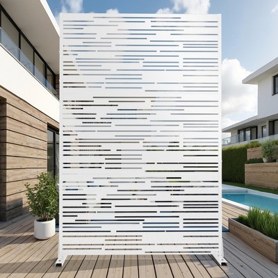 Lirago White 72 in. Galvanized Metal Outdoor Privacy Screens Garden Outdoor Fence