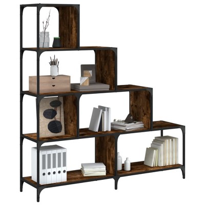 vidaXL Bookcase 4-Stair Smoked Oak 54.7 in.x13.2 in.x58.7 in. Engineered Wood