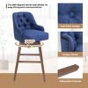 Bar Stools Counter Height Chairs Set Of 2 ,Kitchen Chairs 360 Degree Swivel Wood Legs,Dining Chairs Linen Fabric With Footrest-Cuddlewood - 4 of 4