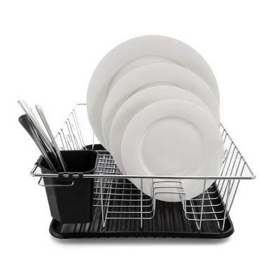 Better Chef 16 Inch Chrome Dish Rack with Black Tray