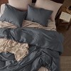 3 Pieces Linen Soft & Cozy Duvet Cover Linen Cotton Blend Bedding Set Tropical Plants Beige Color Cooling Bedding - 3 of 4