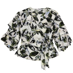 bar III Womens Ruffled Floral Knit Blouse - 1 of 2