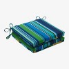 2pk Outdoor/Indoor Squared Corners Seat Cushion Set Spring Bling Blue/Sea Island Stripe Blue - Pillow Perfect - image 2 of 4