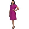 24seven Comfort Apparel Plus Size Short Sleeve Knee Length V Neck Rouched Wrap Dress - 4 of 4