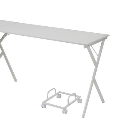 Modern L-Shaped White Wood Computer Desk with USB & Filing Cabinet