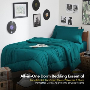 7PC Campus Ready Dorm Twin XL Bedding Bundle, Solid Comforter, Pillows and Sheet Set - 1 of 4