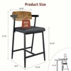 Retro Brown Barstools Set of 4 with Arm & Back, 26" Counter Height Bar Stools, Upholstered Wide Seat & Footrest, Thick Frame for Kitchen Island - 2 of 4