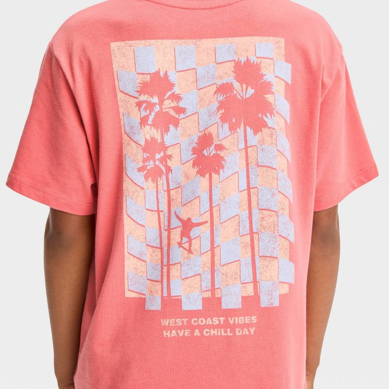 Boys&#39; Checkered Palm Tree Short Sleeve Graphic T-Shirt - art class&#8482; Orange, 3 of 5