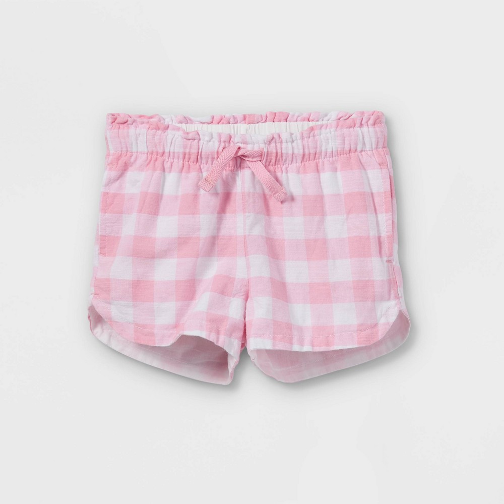 Size 2T Toddler Girls' Gingham Woven Pull-On Shorts - Cat & Jack Pink 2T