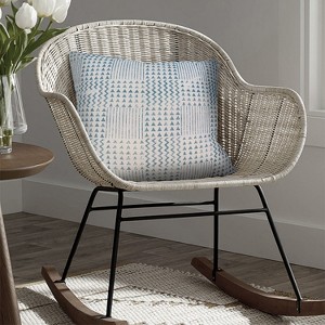 Anybear 18x18 Aztec Blue White Cotton Cushions - 1 of 4