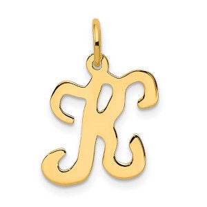 Black Bow Jewelry 14k Yellow Gold, Sophia Collection, Small Script Initial K Pendant - 1 of 4