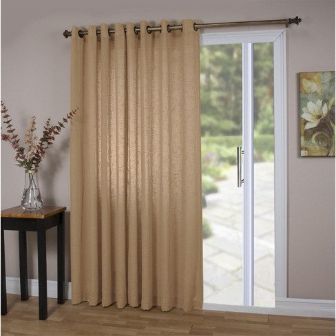 Ricardo Shannon Sheer Linen Grommet Patio Panel W/wand 110x84 Toffee ...