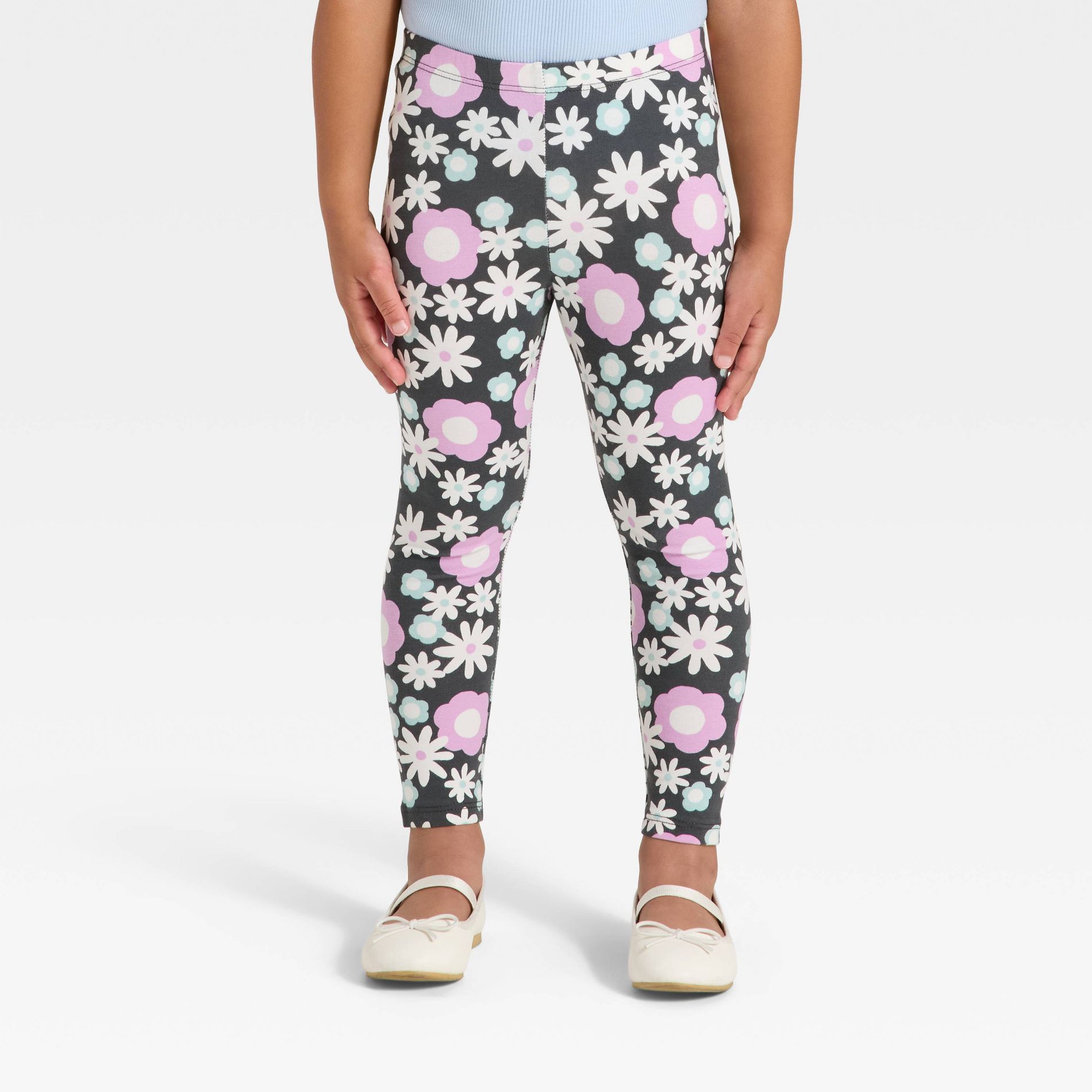 Toddler Girls' Printed Leggings - Cat & Jack™ Charcoal Gray 5T