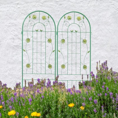 Kelly 2 Pack 86.7''x19.7''Metal Garden Trelli, Flower Support Tiered Planters for Climbing Plants, Patio Outdoor Furniture - The Pop Home