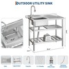 39 Inch Commercial Utility Sink with Faucet, Freestanding Stainless Steel Sink with Workbench & Storage Shelf for Kitchen Garage Outdoor - 3 of 4