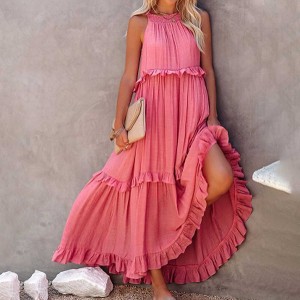Women’s Flowy Bohemian Maxi Dress – Sleeveless with Back Tie Detail & Soft Rayon Blend - Cherie Code - 1 of 4