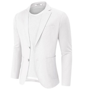 Men's Casual Blazer Linen Sport Coat Two Button Lightweight Jackets Business Daily Suit - 1 of 4