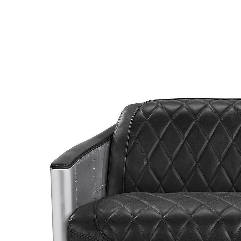 50.4&#34; Sedna Sofa Black Top Grain Leather and Aluminum - Acme Furniture, 2 of 10