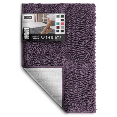 Hearth & Harbor Bathroom Rugs, Chenille Bath Mat - Purple Bath Rug ...