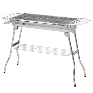 WELLFOR Stainless Steel Portable Charcoal Grill with Rack and Shelves 781093906638 Silver - 1 of 4
