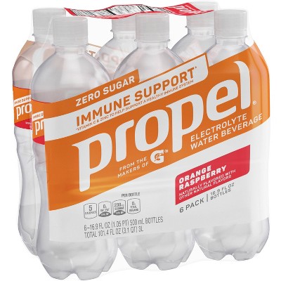 Propel Immunity Support Orange Raspberry Water - 6pk/16.9 fl oz Bottles