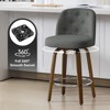 Bekrvio 26” Swivel Counter Height Bar Stools with Backs,Linen Fabric Upholstered,Walnut Wood Legs - Mid-Century Modern for Kitchen Island - 3 of 4