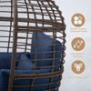 Bigget Outdoor Steel Rattan Patio Egg Lounge Chair, Blue - 3 of 4