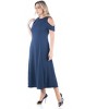 24seven Comfort Apparel Ruffle Cold Shoulder A Line Plus Size Maxi Dress - 2 of 4
