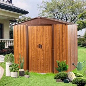 Outdoor Patio Metal Tool Storage Shed,Garden Backyard UV-Resistant Storage Shed with 4 Punched Vents,Sliding Doors and Padlock-Coolbibila - 1 of 4