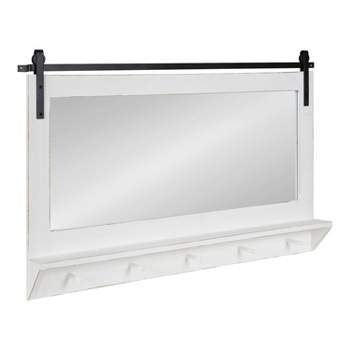  42" x 27" Cates Framed Wall Mirror with Shelf and Hooks - Kate & Laurel All Things Decor
