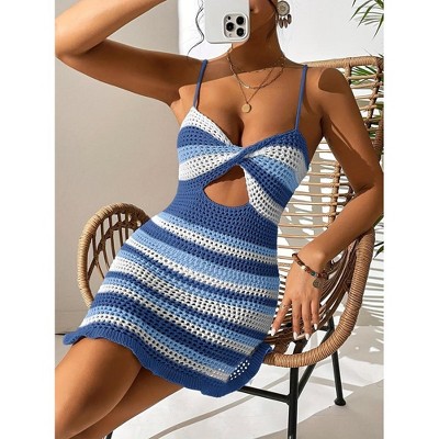 Womens Swimwear Cover Ups Knit Bathing Suit Summer Crochet Hollow Out Beach Dresses