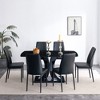 7 PCS Dining Table Set, Faux Marble Table with Convertible Base and 6 Chairs-ModernLuxe - 2 of 4