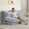HOMCOM Contemporary Bean Bag Floor Sofa Bed, Plush Wide Folding Floor Mattress, Foam Filling Wall Couch Sleeper, Light Gray - 3 of 4