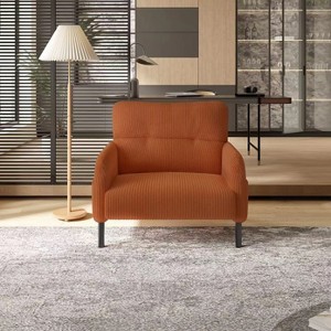 ModernLuxe Corduroy Accent Chair, Wide Seat Single Armchair with Side Pockets, Comfortable Reading Chair for Living Room & Bedroom - 1 of 4