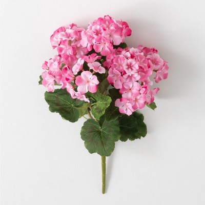 Sullivans Artificial Geranium Bush 11"H Pink Flower