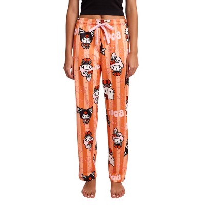 Hello Kitty Boo Halloween Costumes Women’s Orange Striped Sleep Pajama Pants