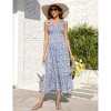 Coolmee Womens Summer Maternity Floral Maxi Dress Smocked Tie Shoulder Boho Sleeveless Spaghetti Strap Ruffle Casual Beach Dress - 3 of 4