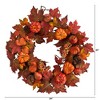 Nearly Natural 24” Autumn Maple Leaves, Pumpkin, Pinecone and Berries Artificial Fall Wreath - 2 of 3